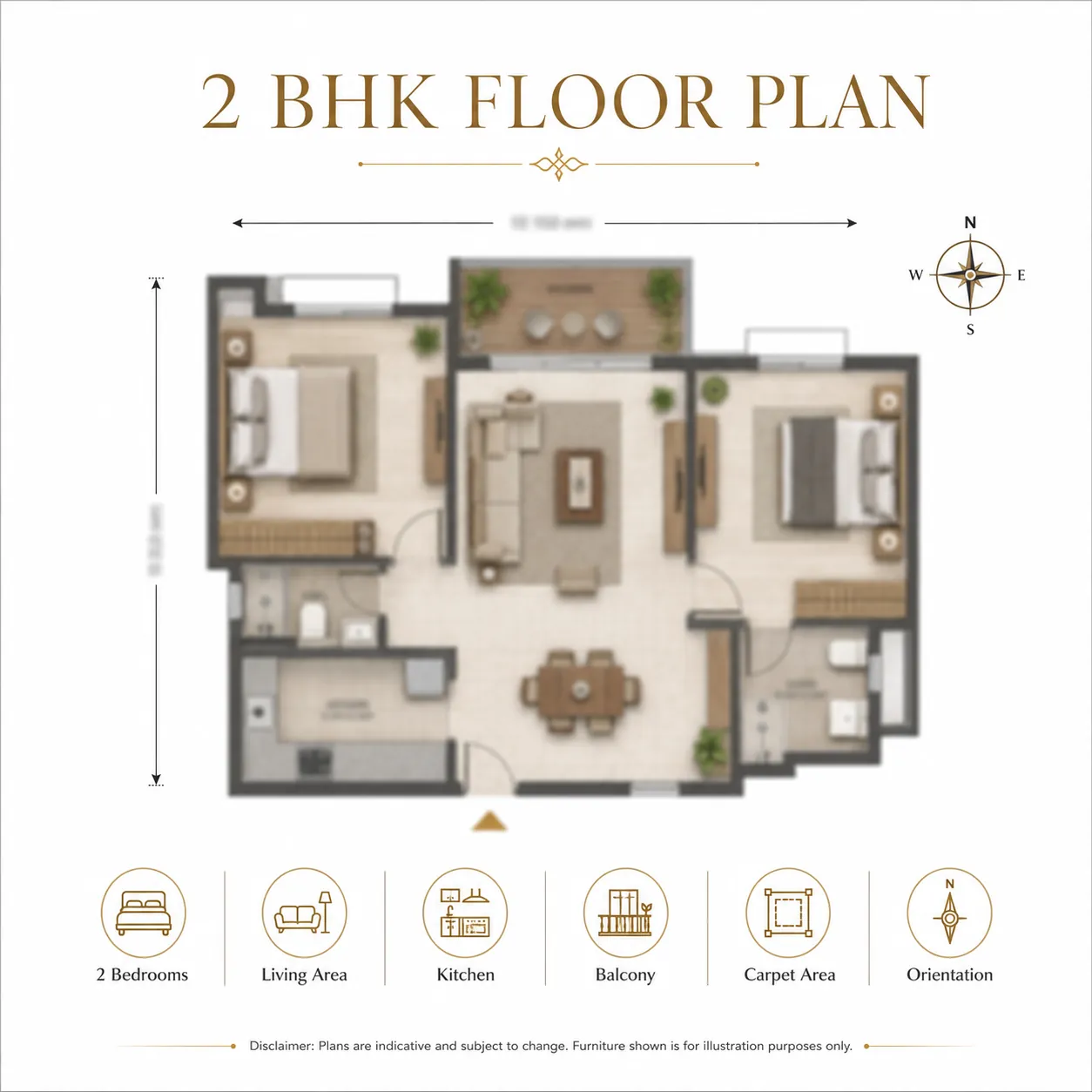 Brigade Old Madras Road 2 BHK floor plan